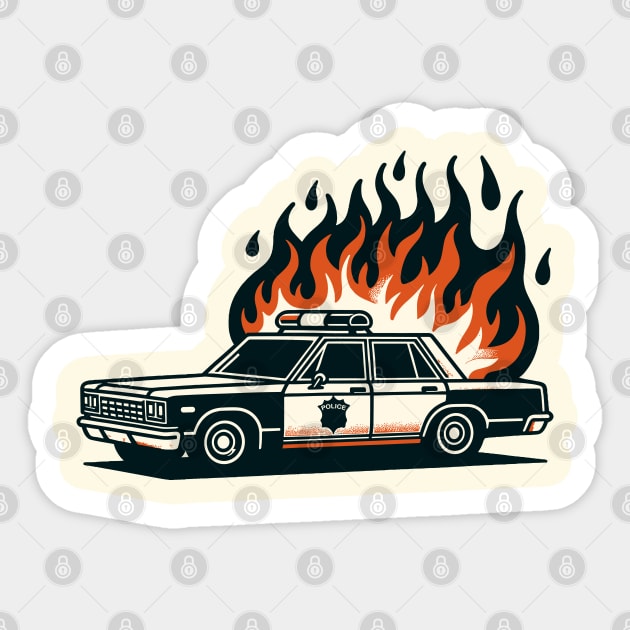 Burning police car Sticker by Art_Boys